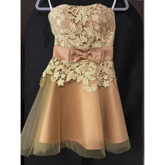 Gold Size 0 A-line dress - Picture 1 of 1